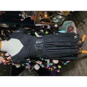 Midnight hour Gothic black lace dress with corset detailing
